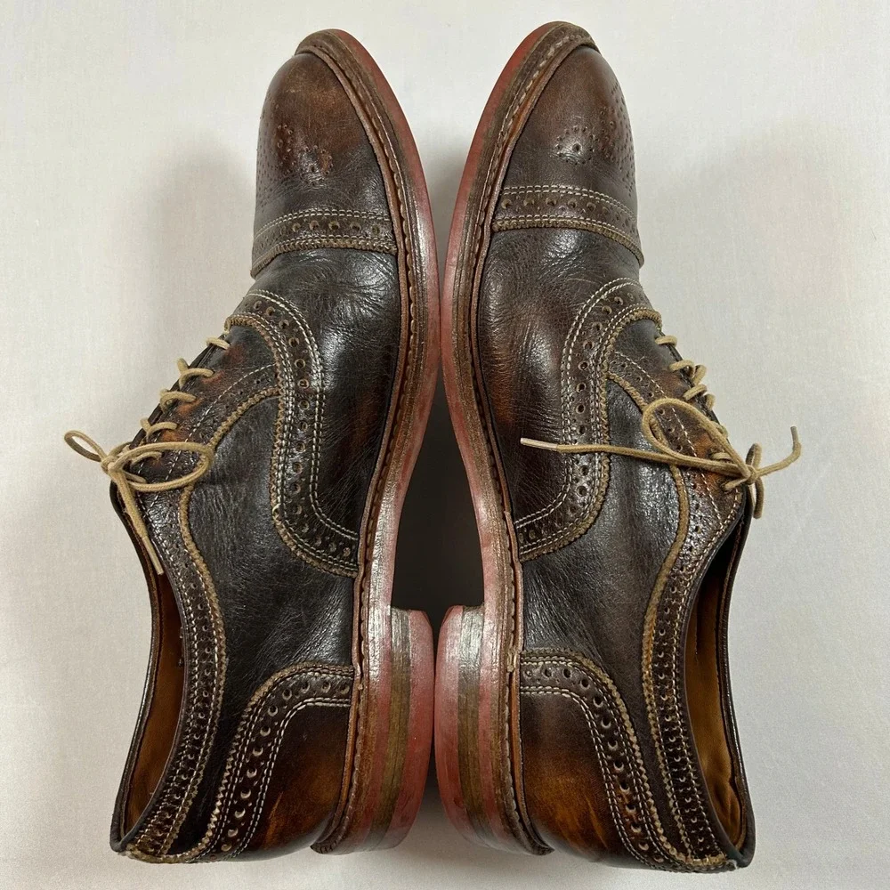 Allen Edmonds Shoes Mens 11.5D Brown Saddle Leather Strandmok Cap-Toe Oxford - Picture 9 of 11